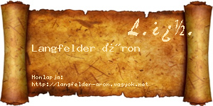 Langfelder Áron névjegykártya